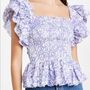 Love the Label smocked ruffle square neck top